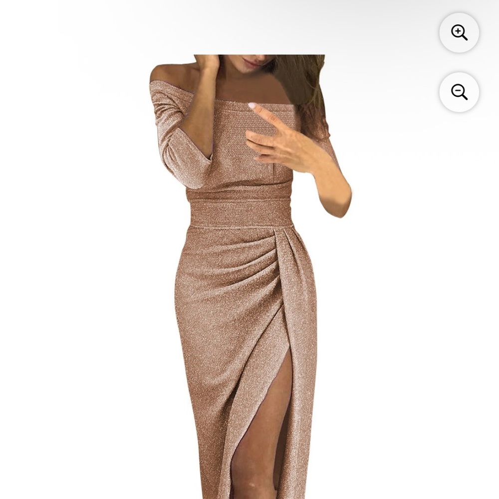 Elegant Off-Shoulder Metallic Dress